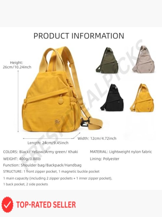 Convertible Sling Backpack for Women, Water-Resistant  display picture 1